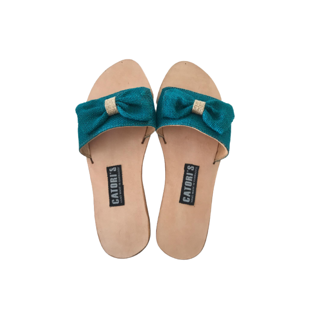 Turquoise Burlap Sandals